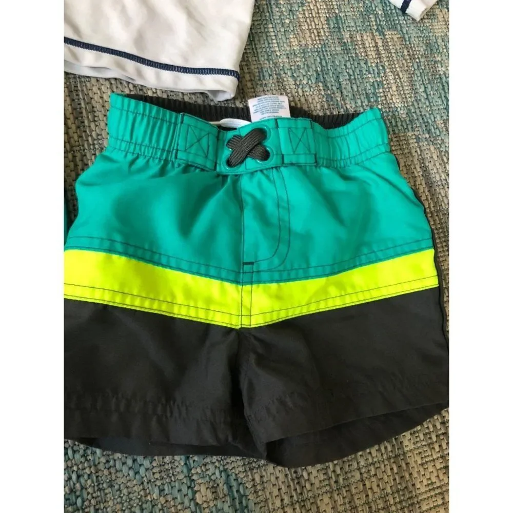 baby boys 12 month rash guard shorts set swim suit lot